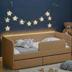 Кровать детская Romack Молли с бортиком и ящиком латте - 200x90