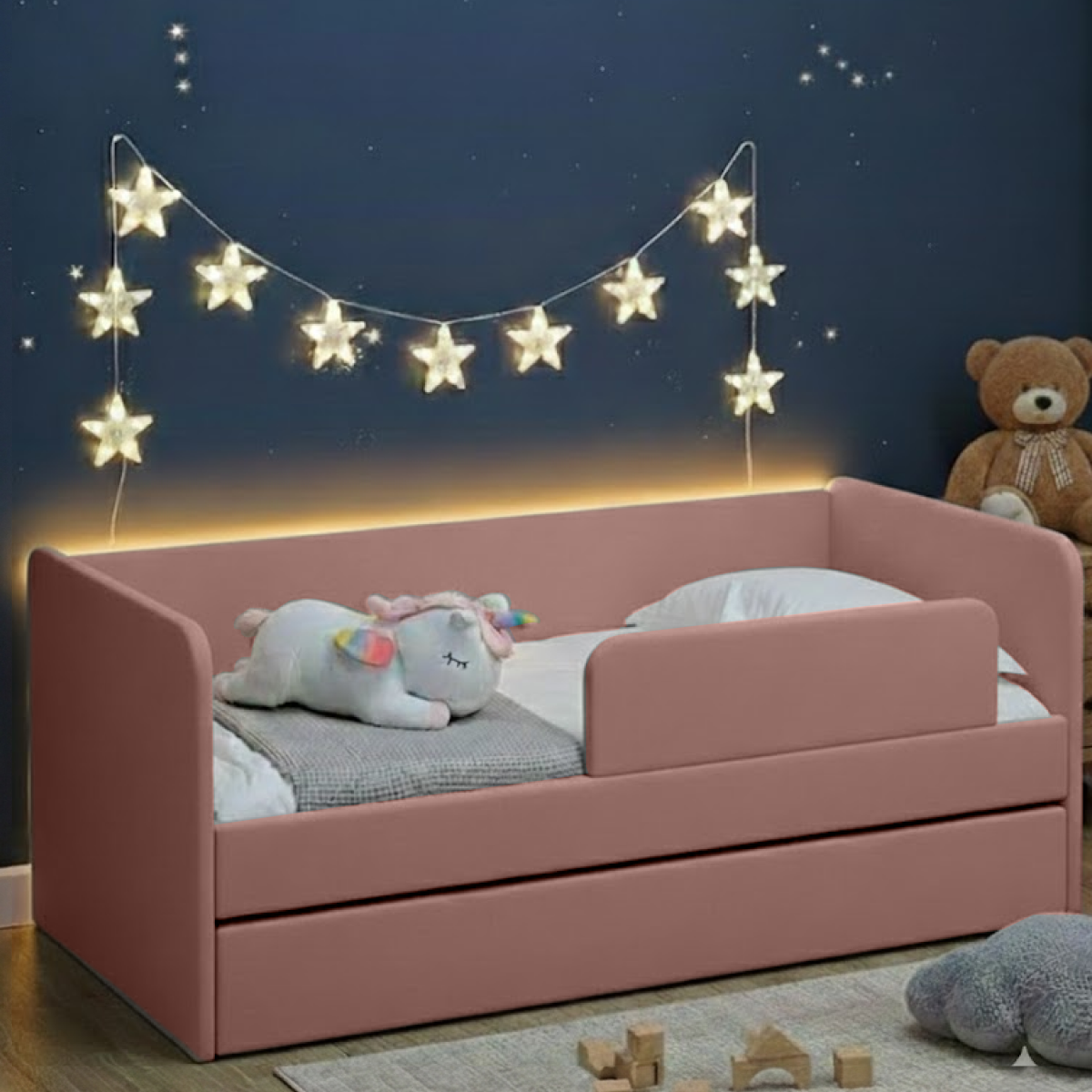 Romack Molly интернет магазин Go-goplay Кровать детская Romack Молли с бортиком и ящиком 160x80 интернет магазин Go-goplay